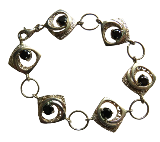 Good Quality Sterling Silver & Blue Stone Ladies Bracelet