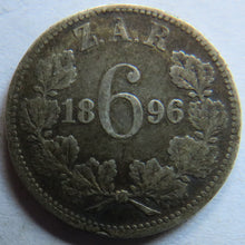 Load image into Gallery viewer, 1896 South Africa ZAR Silver Sixpence Coin
