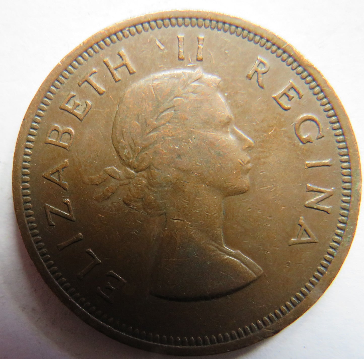 1956 Queen Elizabeth II South Africa One Penny Coin