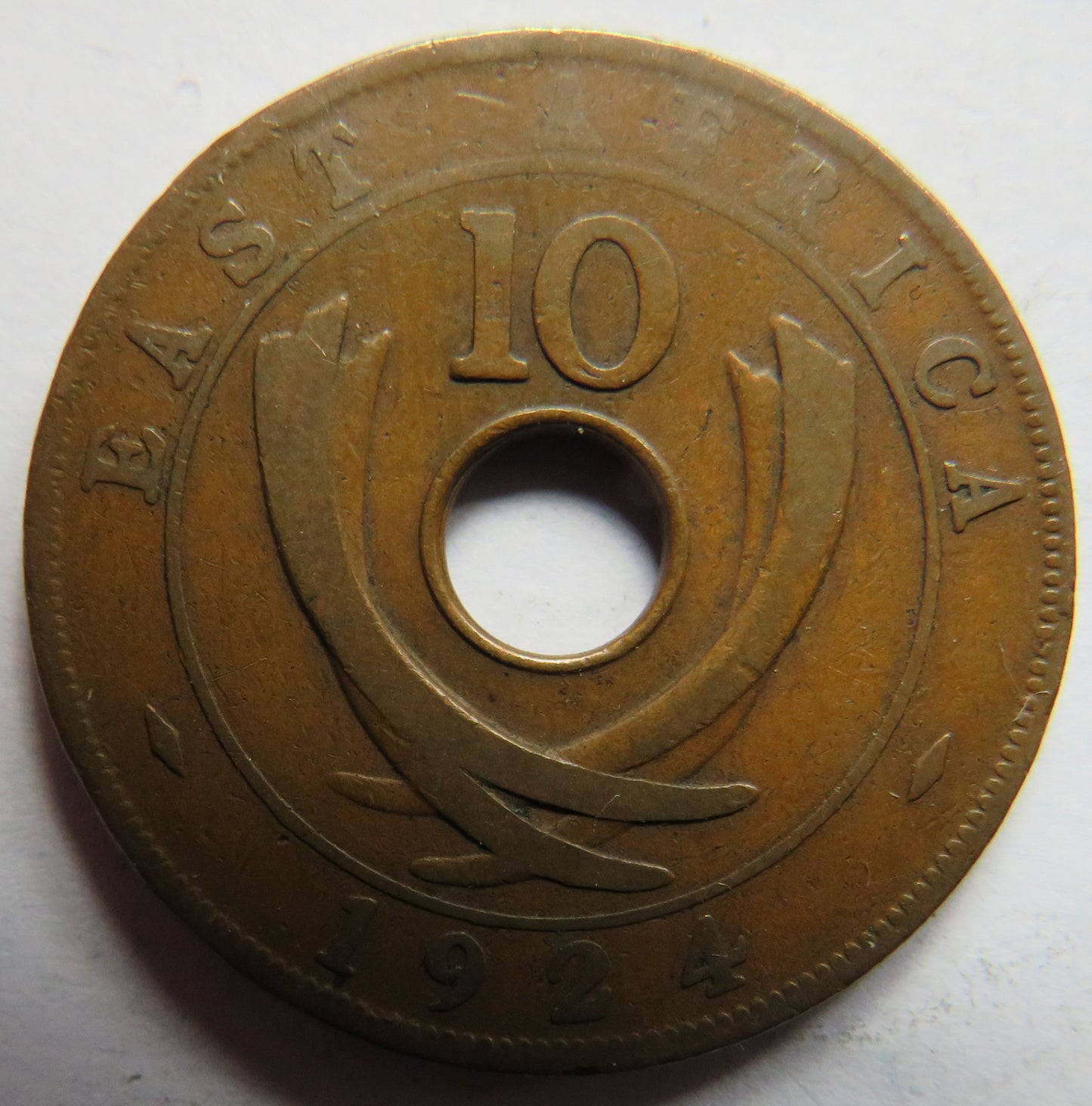 1924 East Africa 10 Cents Coin