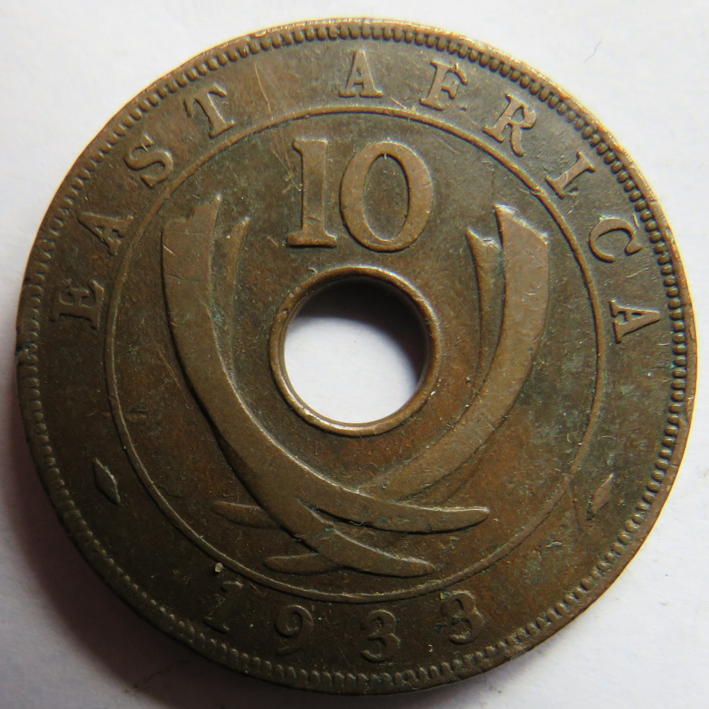 1933 East Africa 10 Cents Coin
