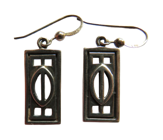 Ladies Sterling Silver Drop Earrings By Kit Heath In Mackintosh Style