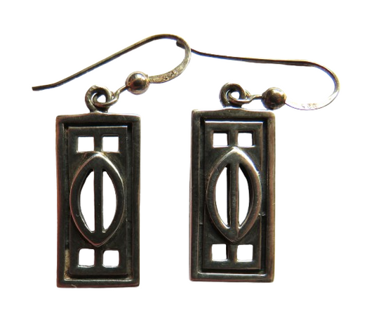 Ladies Sterling Silver Drop Earrings By Kit Heath In Mackintosh Style