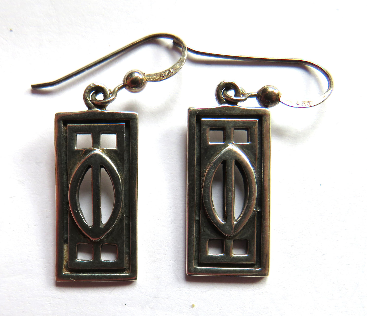 Ladies Sterling Silver Drop Earrings By Kit Heath In Mackintosh Style