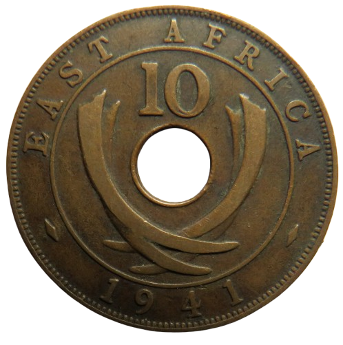 1941 East Africa 10 Cents Coin