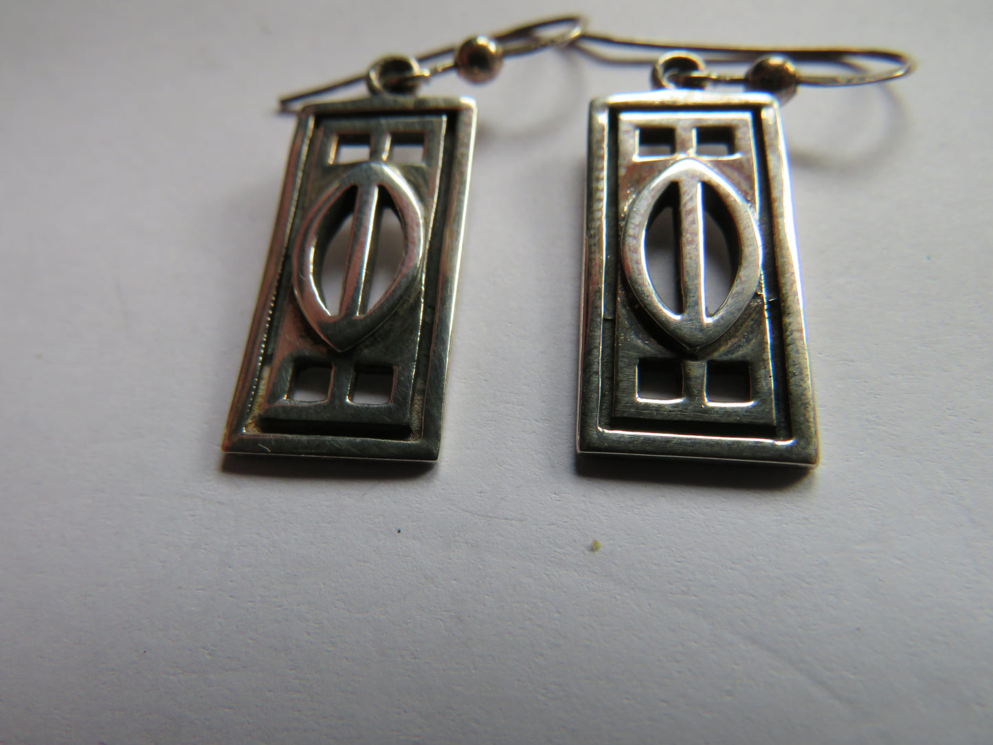Ladies Sterling Silver Drop Earrings By Kit Heath In Mackintosh Style