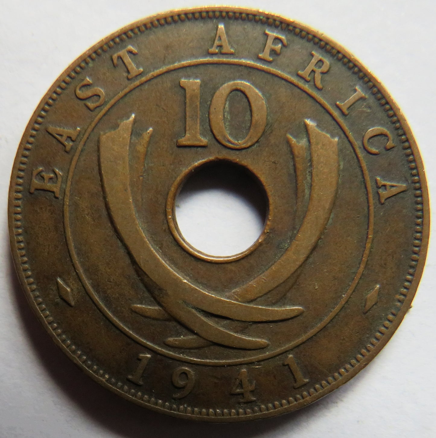 1941 East Africa 10 Cents Coin