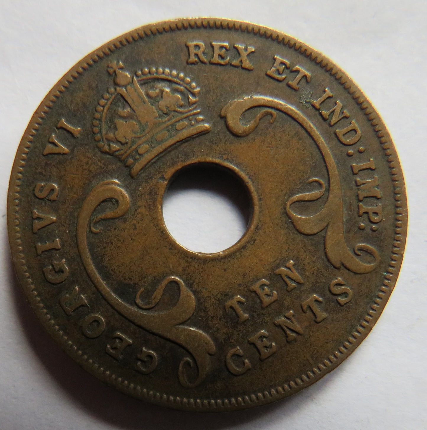1941 East Africa 10 Cents Coin