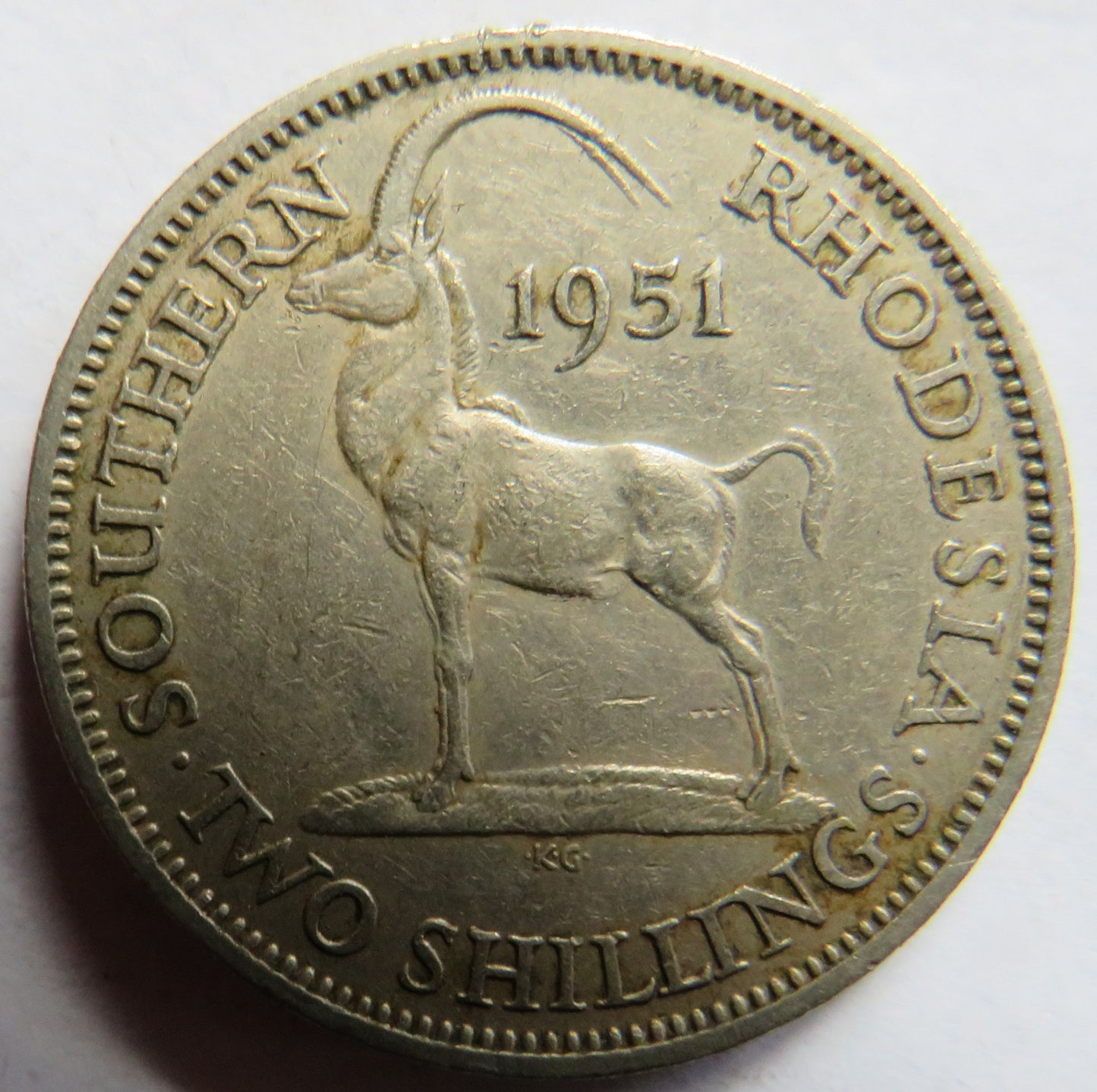 1951 King George VI Southern Rhodesia Two Shillings Coin