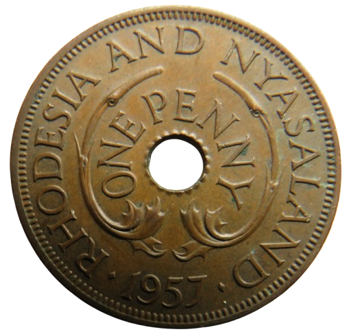 1957 Rhodesia and Nyasaland One Penny Coin