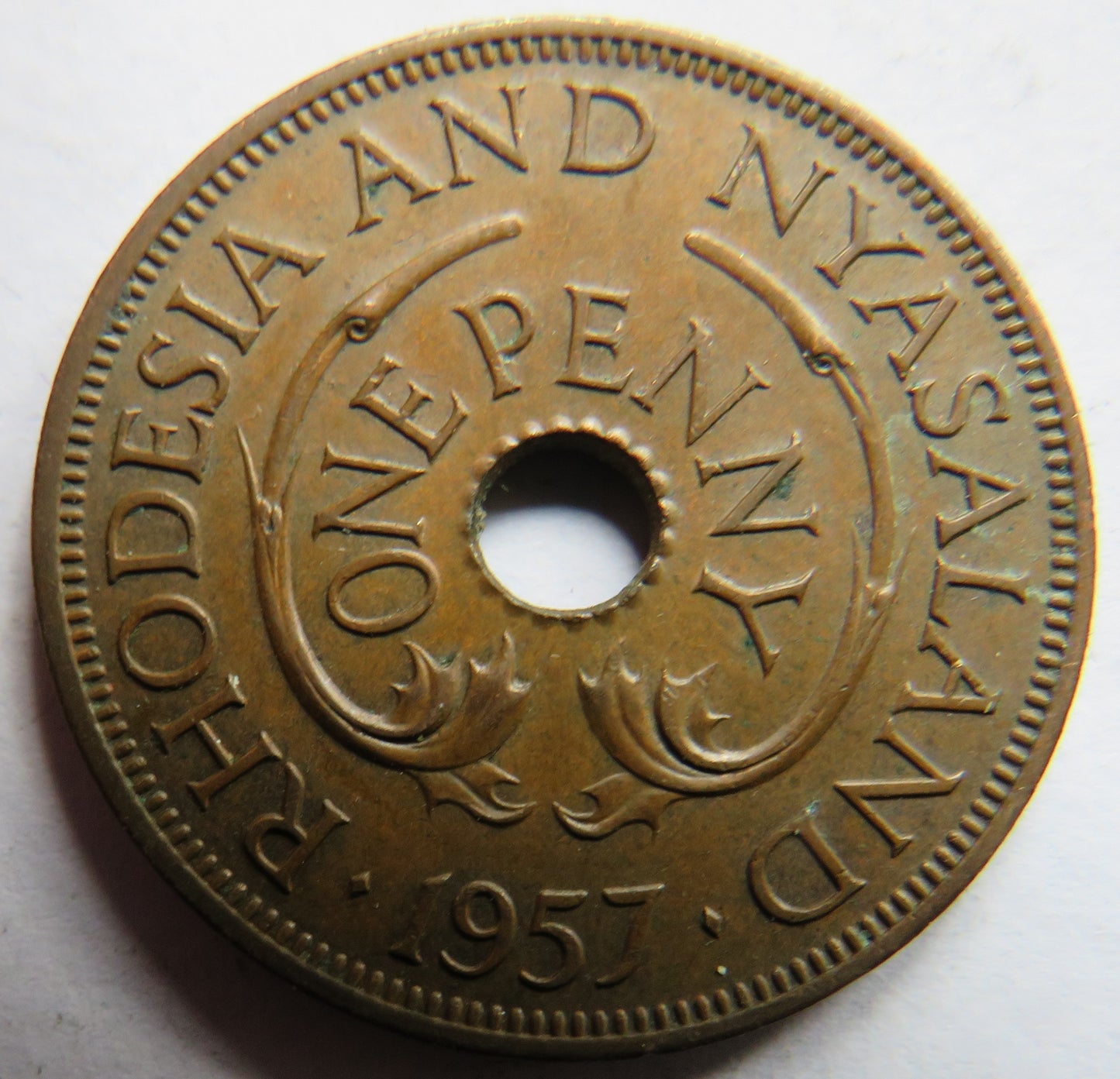 1957 Rhodesia and Nyasaland One Penny Coin