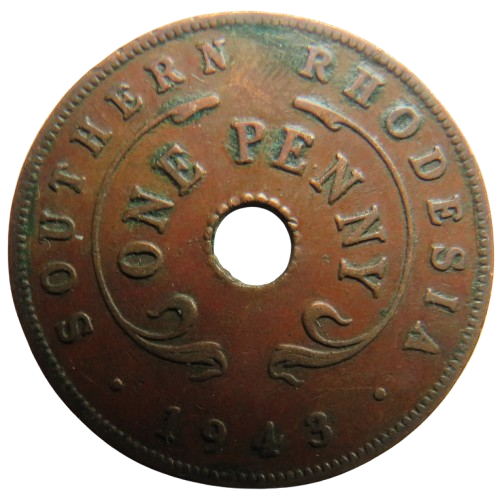 1943 Southern Rhodesia One Penny Coin