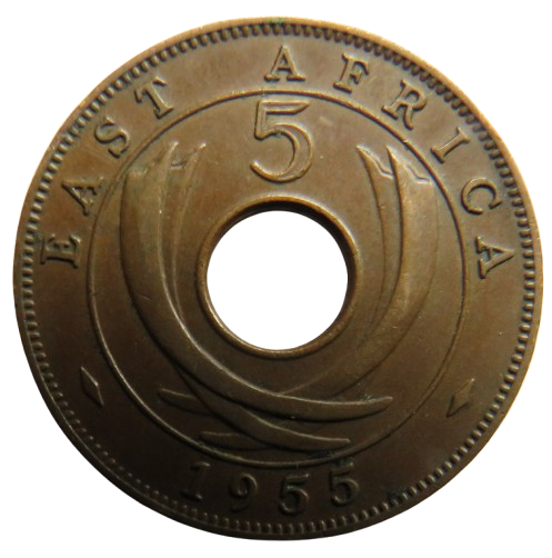 1955 East Africa 5 Cents Coin