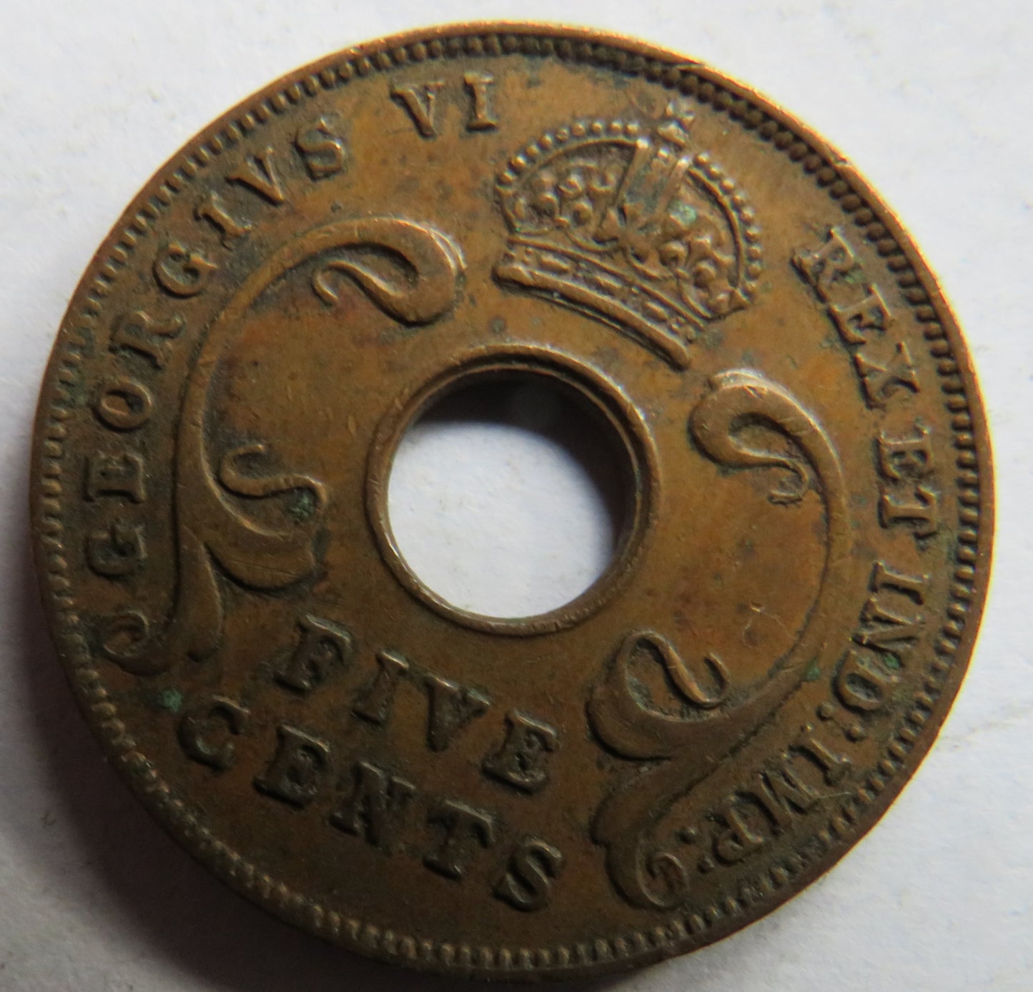 1942 East Africa 5 Cents Coin