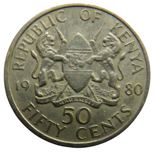 1980 Kenya 50 Cents Coin