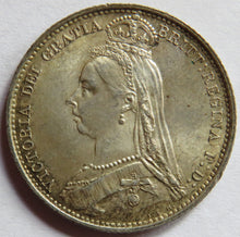 Load image into Gallery viewer, 1887 Queen Victoria Jubilee Head Silver Sixpence Coin High Grade
