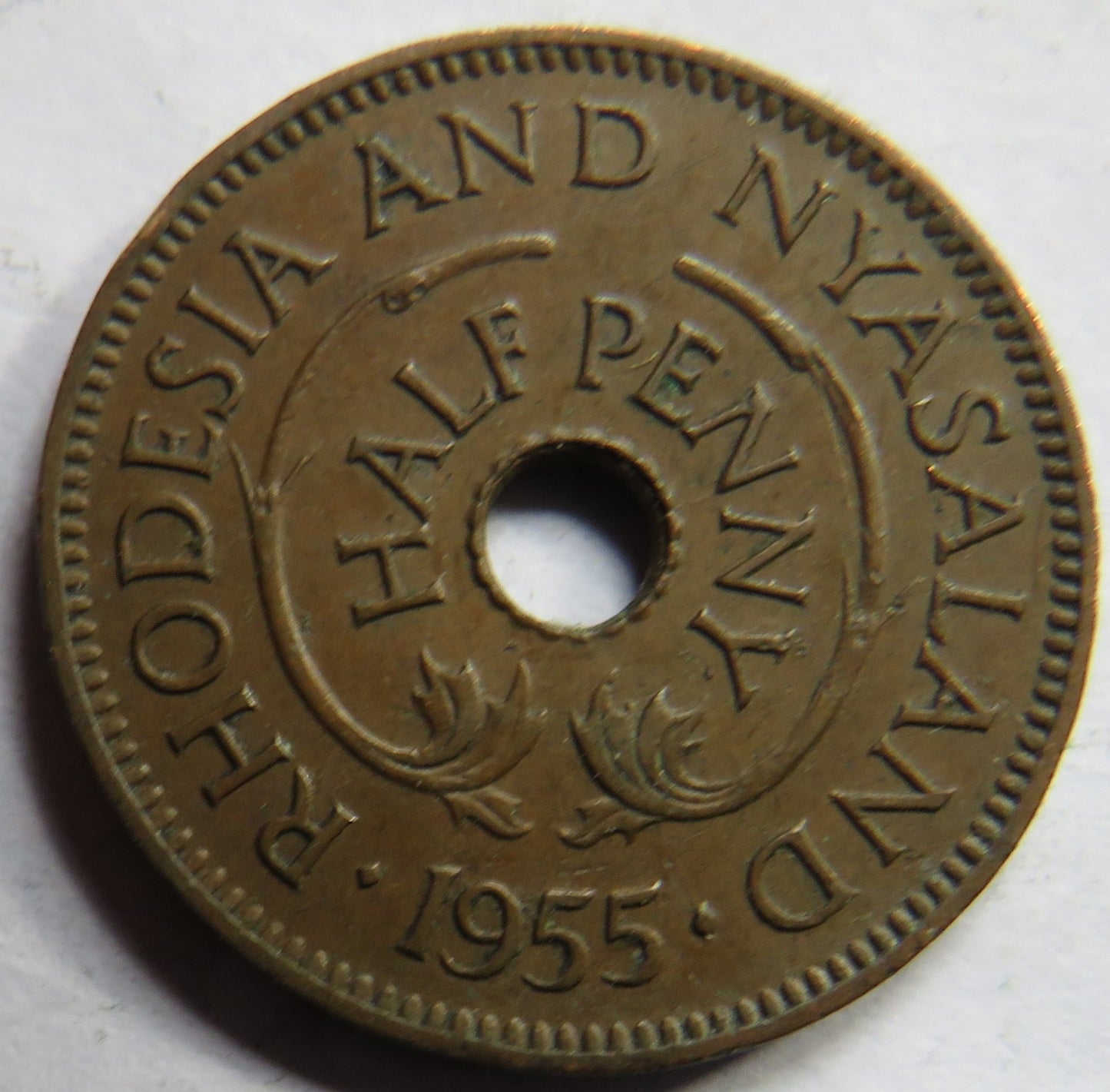 1955 Rhodesia and Nyasaland Half Penny Coin