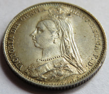 Load image into Gallery viewer, 1887 Queen Victoria Jubilee Head Silver Sixpence Coin High Grade
