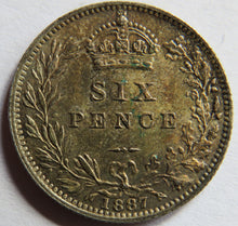 Load image into Gallery viewer, 1887 Queen Victoria Jubilee Head Silver Sixpence Coin High Grade
