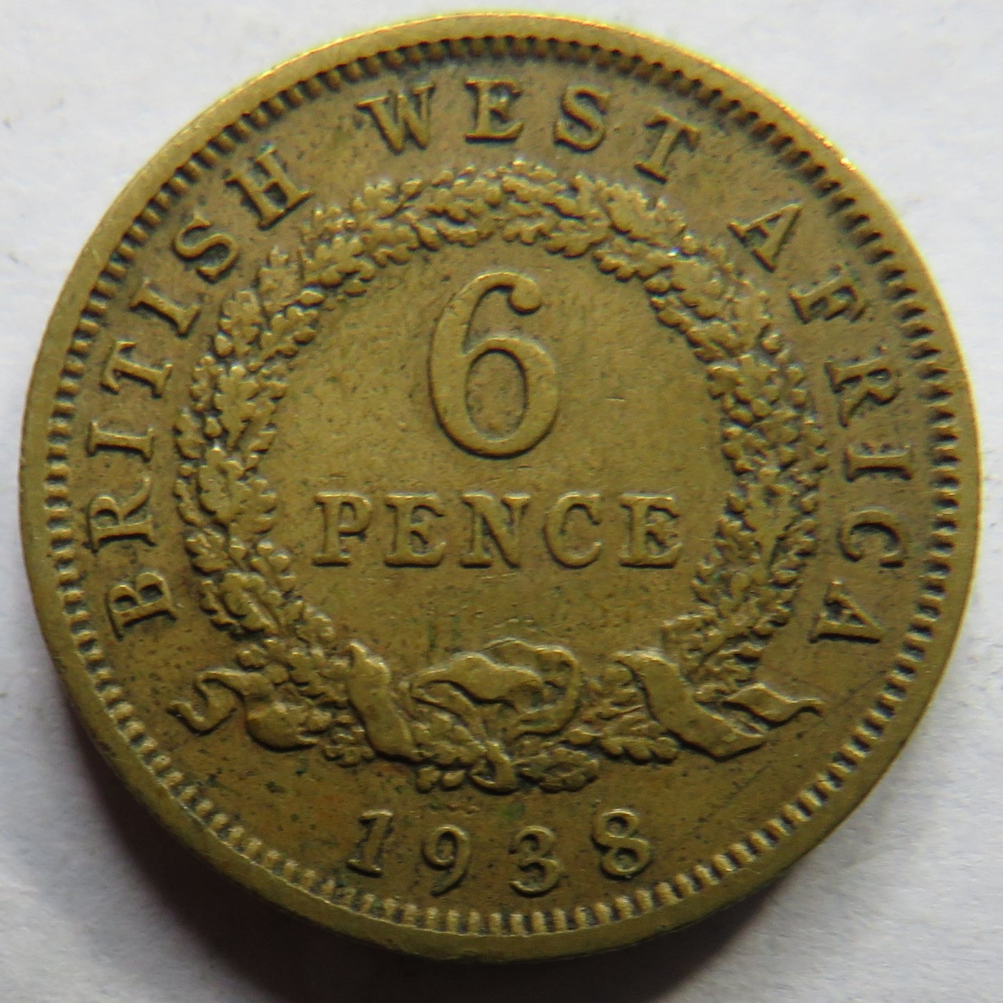 1938 King George VI British West Africa Sixpence Coin