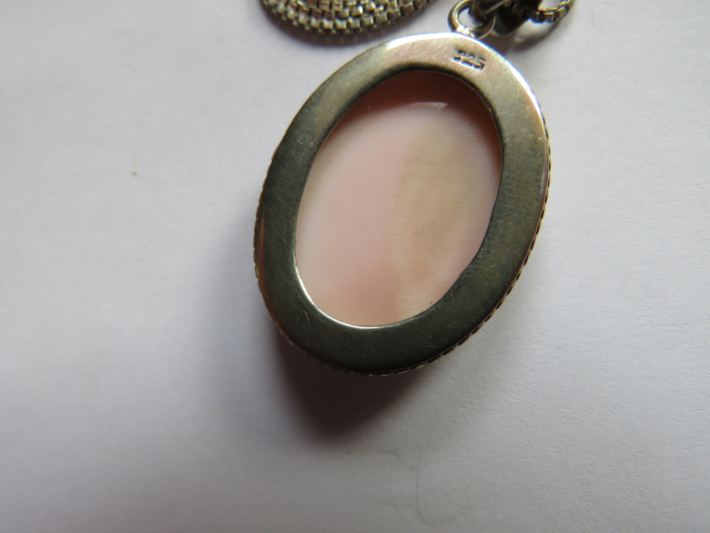 Vintage Ladies Sterling Silver Necklace With Mary Cameo Pendant