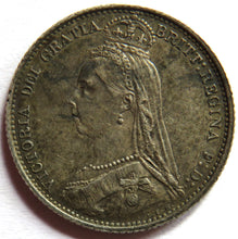 Load image into Gallery viewer, 1887 Queen Victoria Jubilee Head Silver Sixpence Coin
