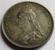 Load image into Gallery viewer, 1887 Queen Victoria Jubilee Head Silver Sixpence Coin
