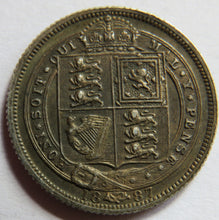 Load image into Gallery viewer, 1887 Queen Victoria Jubilee Head Silver Sixpence Coin
