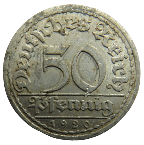 1920-A Germany - Weimar Republic 50 Pfennig Coin