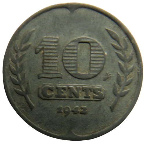 1942 Netherlands 10 Cents Coin