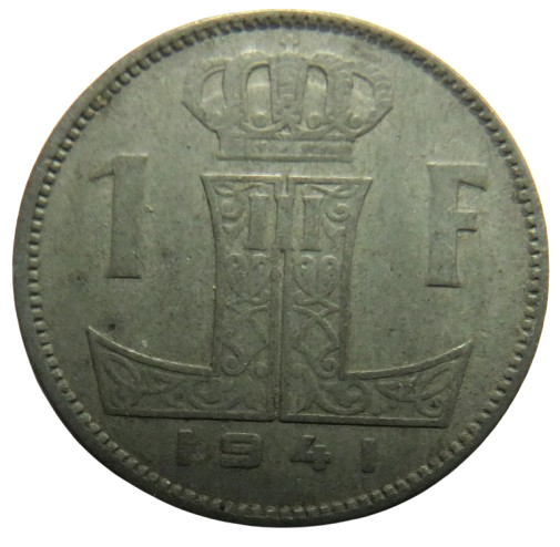 1941 Belgium One Franc Coin