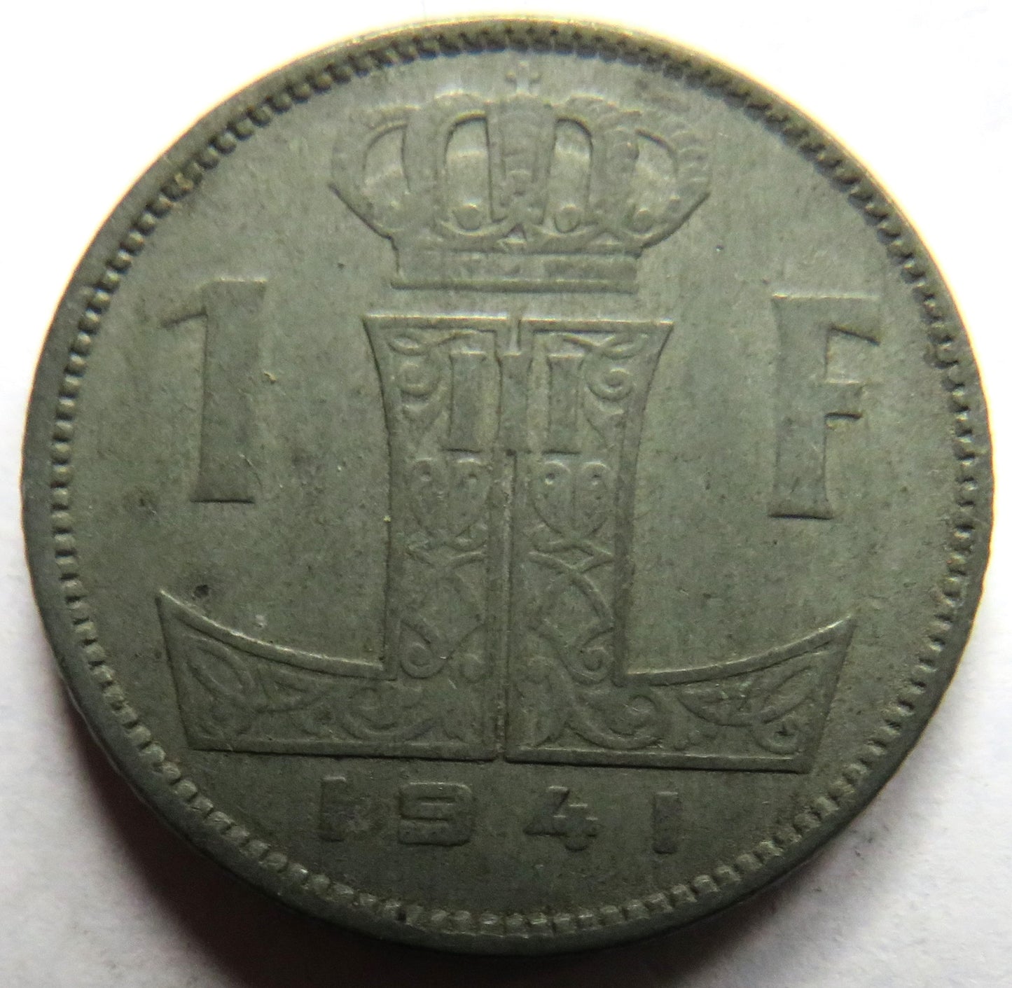 1941 Belgium One Franc Coin