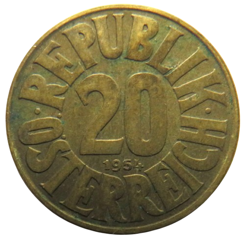1954 Austria 20 Groschen Coin