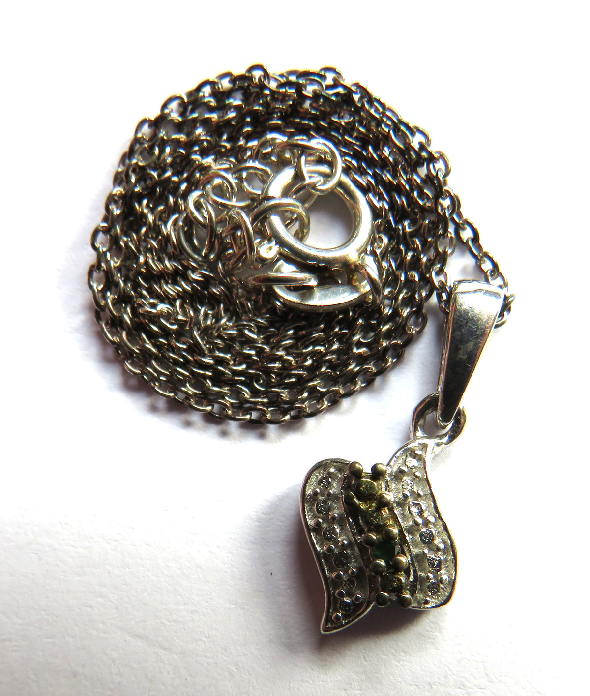 Stylish Ladies Sterling Silver Necklace With Gem Stone Pendant image 2