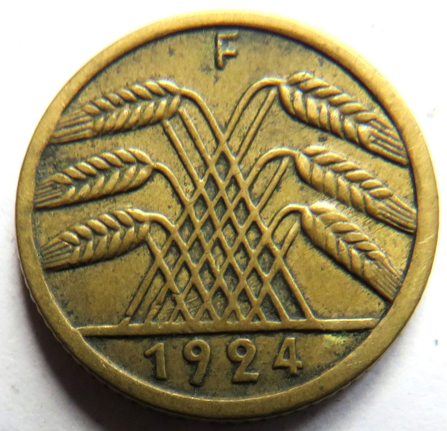 1924-F Germany - Weimar Republic 5 Reichspfennig Coin