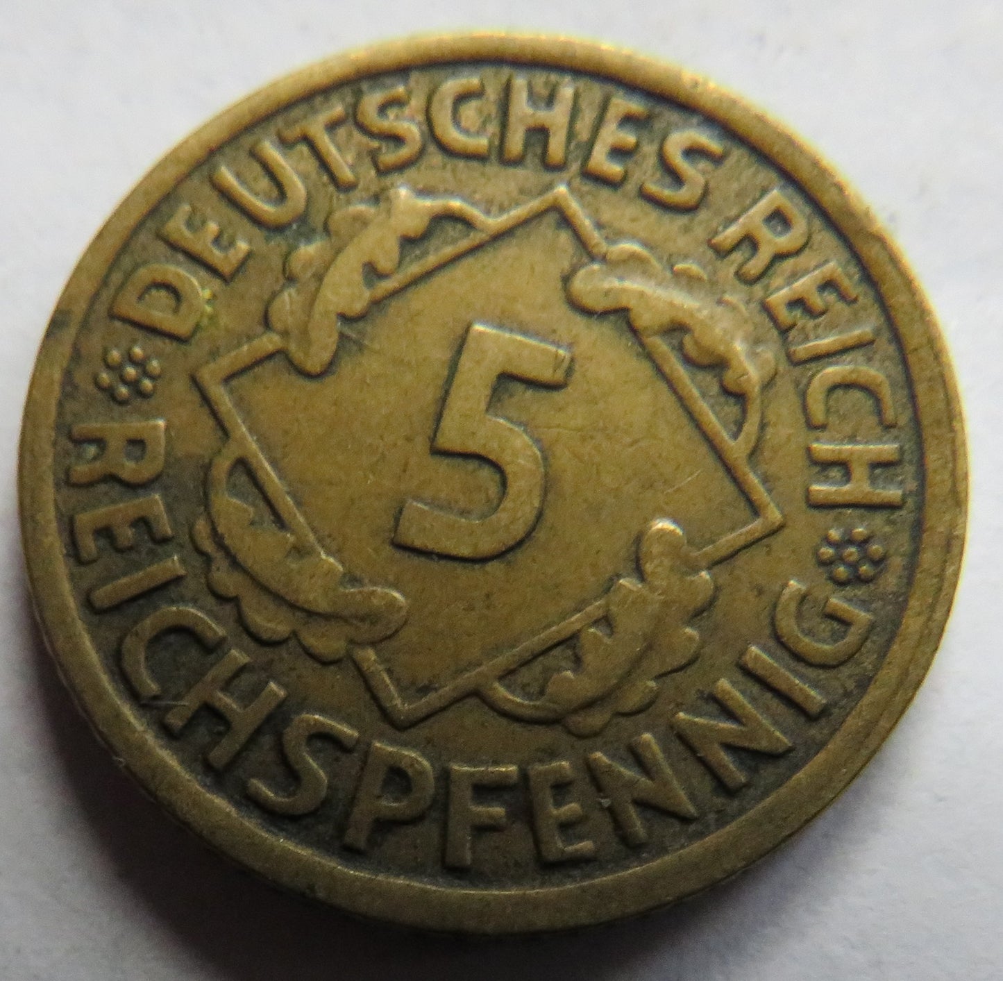 1924-F Germany - Weimar Republic 5 Reichspfennig Coin