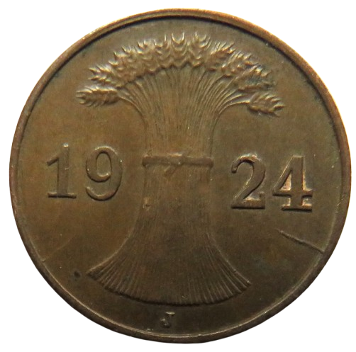 1924-J Germany - Weimar Republic Reichspfennig Coin