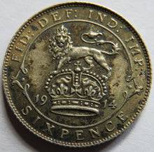 Load image into Gallery viewer, 1914 King George V Silver Sixpence Coin In Higher Grade
