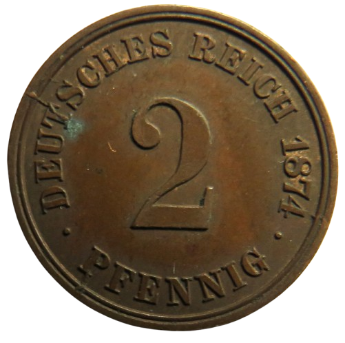 1874-A Germany 2 Pfennig Coin
