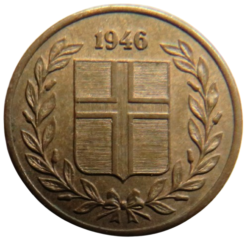 1946 Iceland One Eyrir Coin
