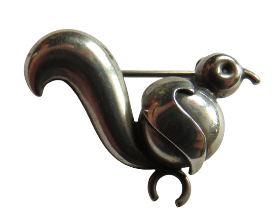 Vintage Danish .830 Silver Modernist Brooch In Shape of Bird By Hermann Siersbøl