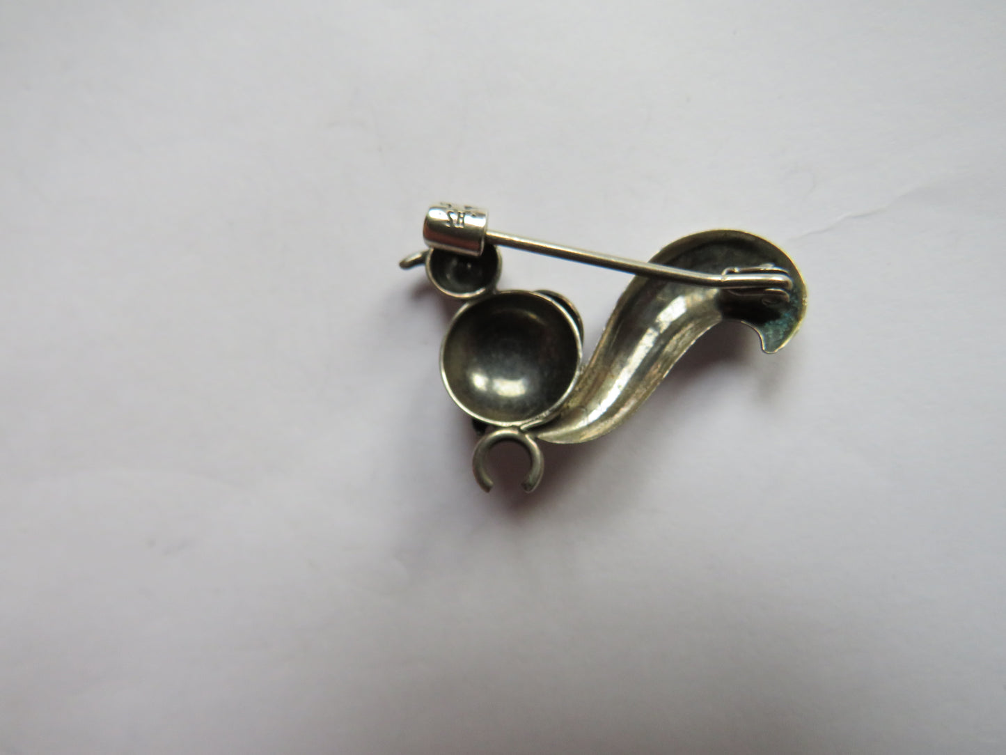 Vintage Danish .830 Silver Modernist Brooch In Shape of Bird By Hermann Siersbøl