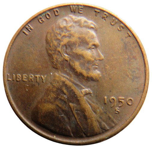 1950-S USA Lincoln One Cent Coin