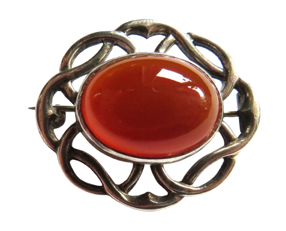 Vintage Sterling Silver & Carnelian Scottish Brooch Hallmarked Edinburgh 1969