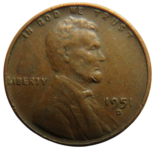1951-D USA Lincoln One Cent Coin