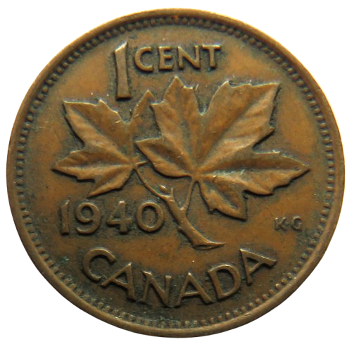 1940 King George VI Canada One Cent Coin