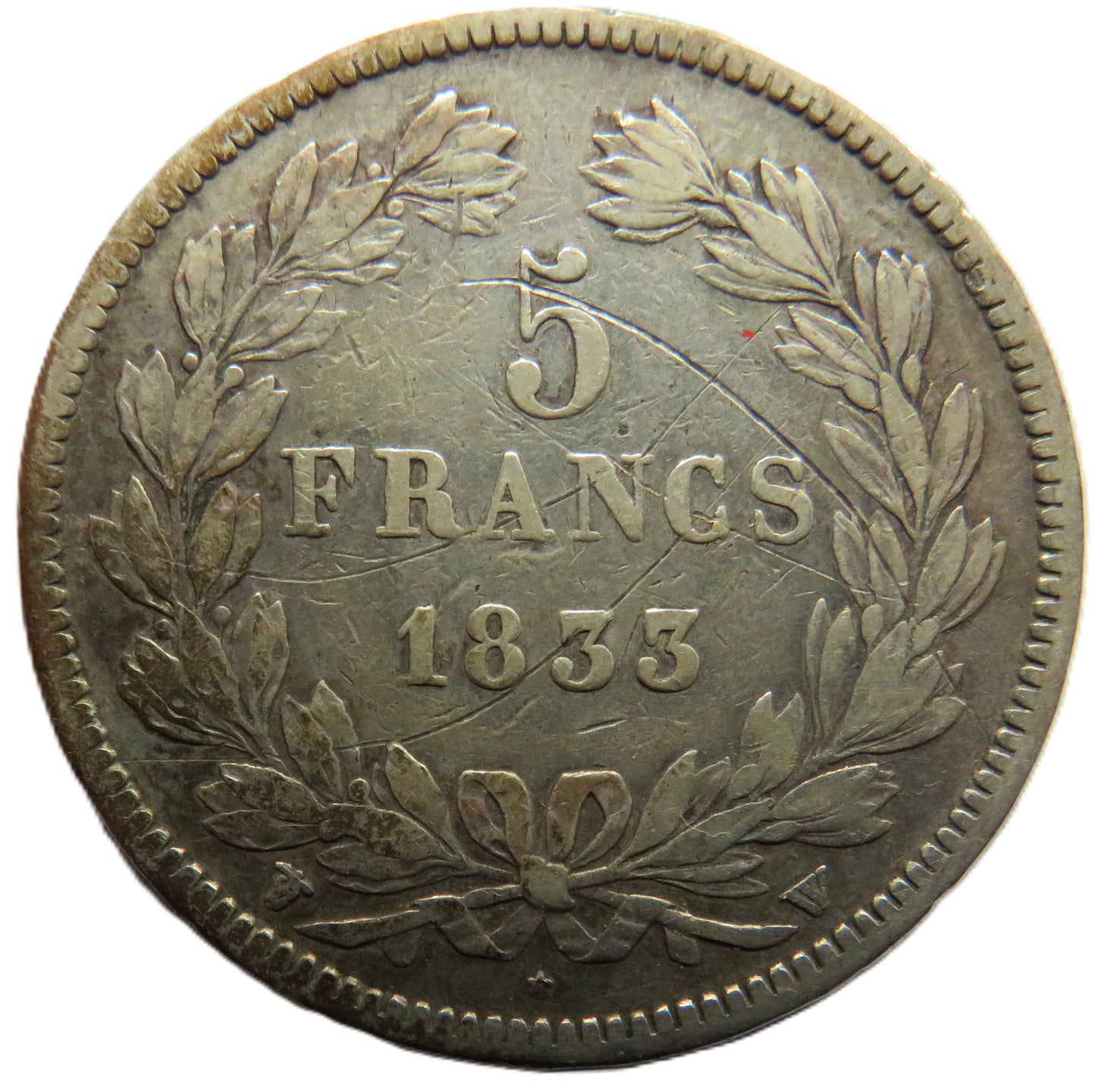 1833-W France  Louis-Philippe I Silver 5 Francs Coin