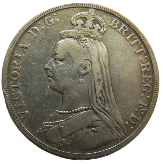 1890 Queen Victoria Jubilee Head Silver Crown Coin - Great Britain
