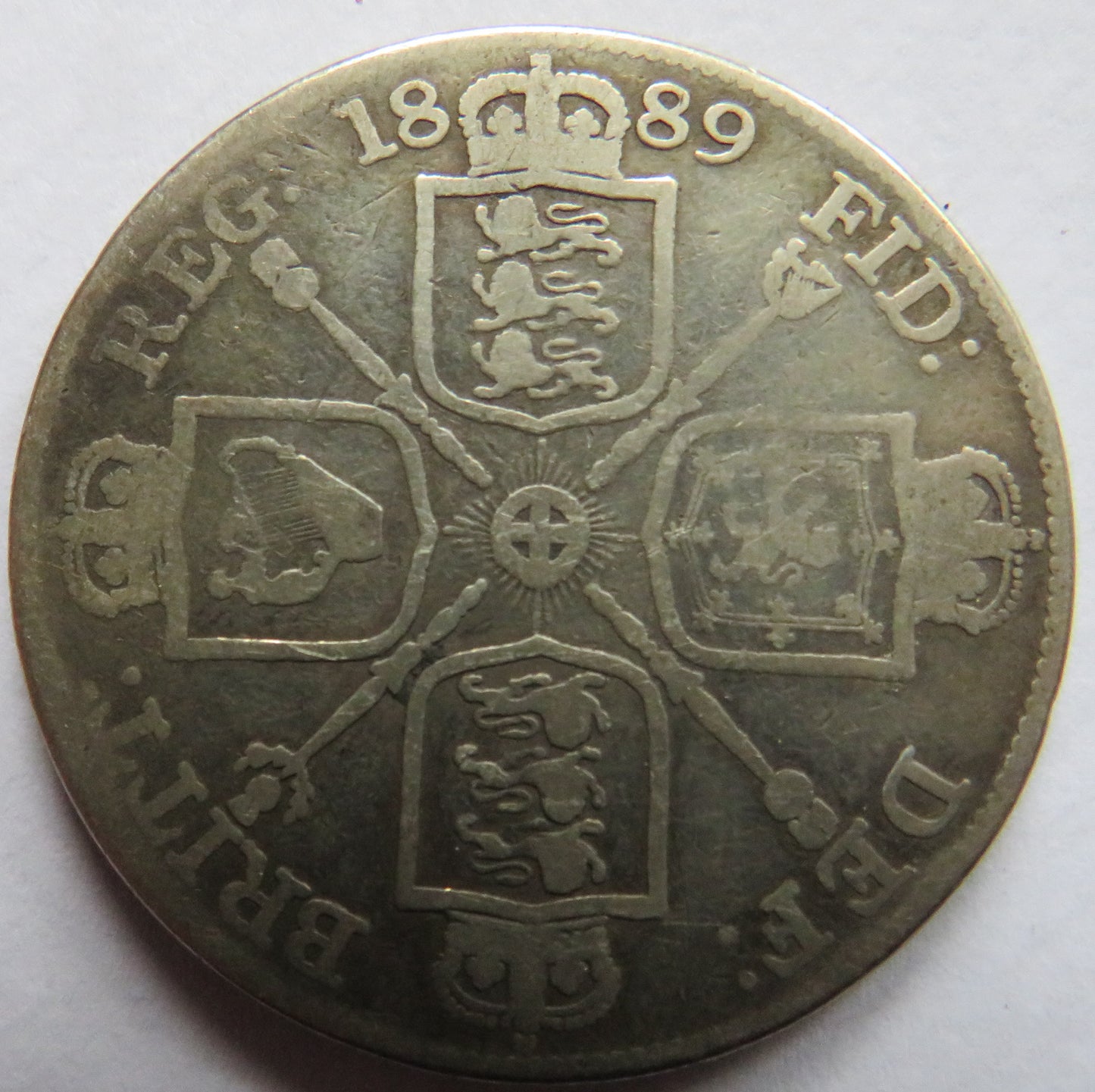 1889 Queen Victoria Jubilee Head Silver Double Florin Coin