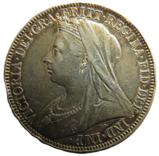 1899 Queen Victoria Silver Florin / 2 Shillings Coin - Great Britain